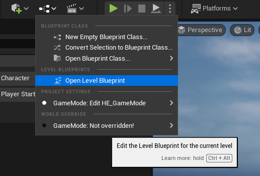Open the level blueprint